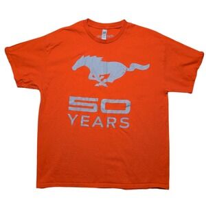 Mustang XL Men's 50 years Orange Short Sleeve Graphic Tee Shirt 100% Cotton